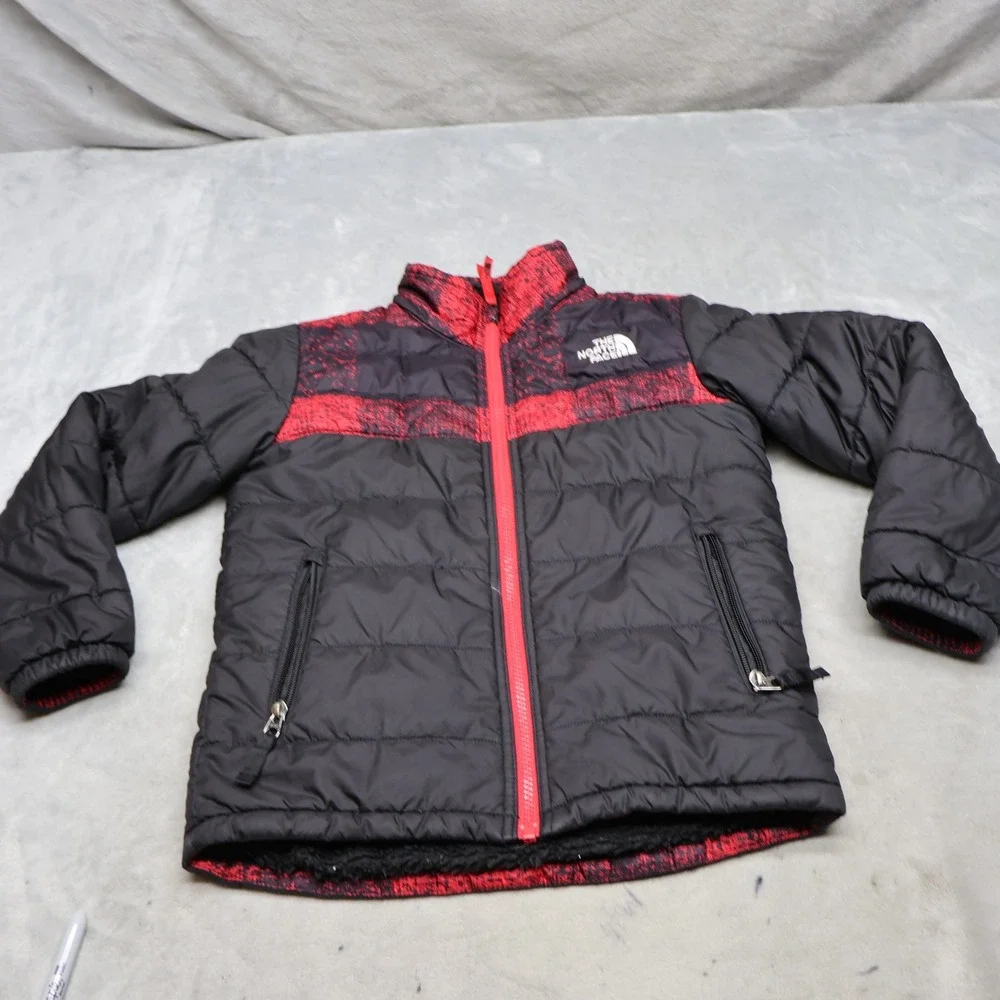 North Face Jacket Boy Small 7/8 Black Reversible Mount Chimborazo Winter Puffer